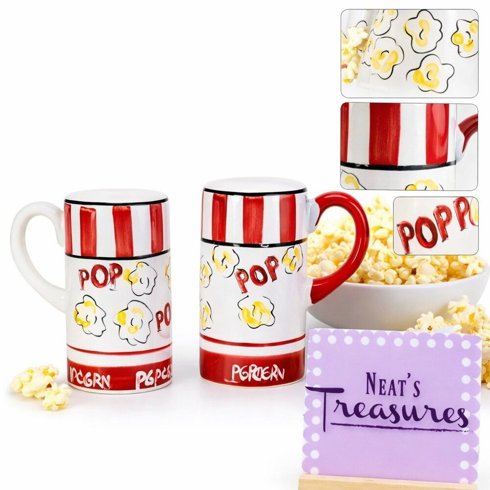 Tabletops Unlimited TAU54 Red White Stripes Popcorn Ceramic Salt Season Shakers